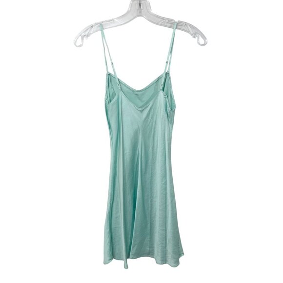 Vintage Victoria's Secret Teal Silk Slip Mini Dress Lingerie - Size Small - Picture 2 of 7